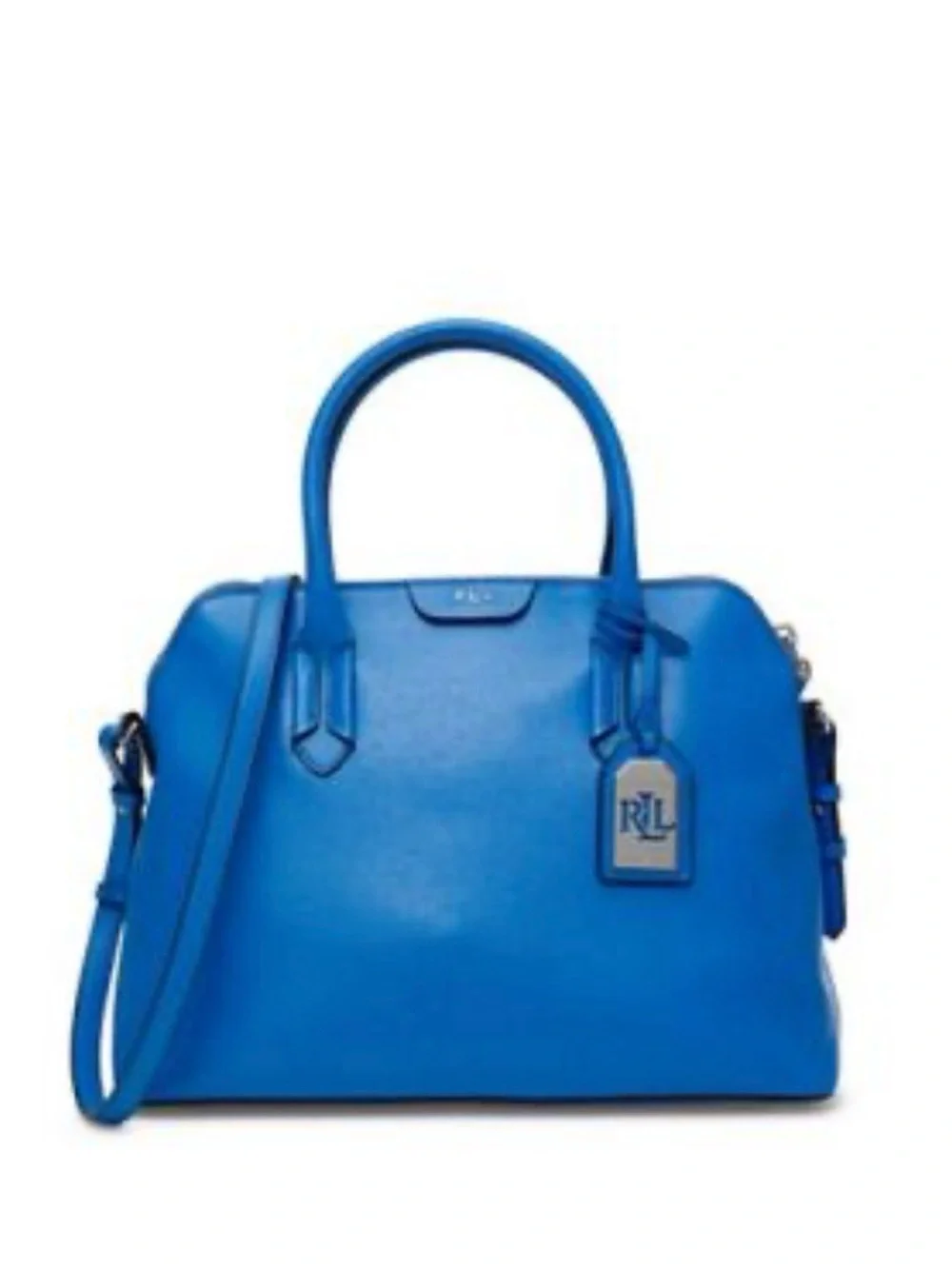 LAUREN Ralph Lauren Tate Dome Leather Vibrant Light Blue Satchel Gold Hardware